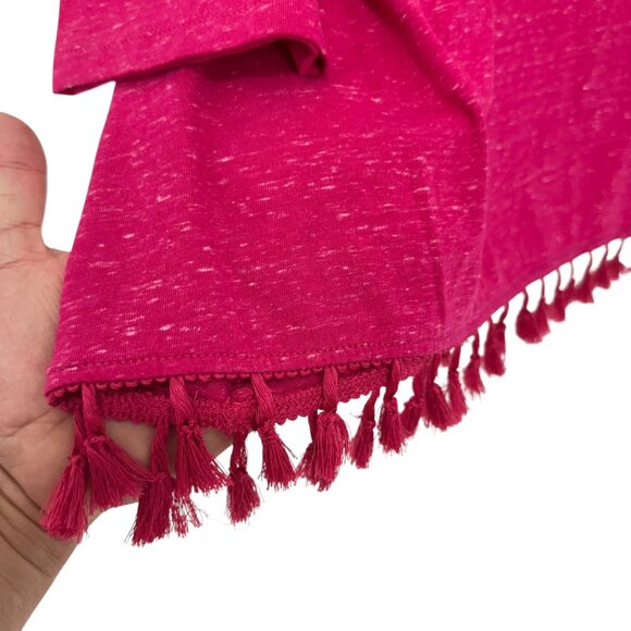 JMS Womens Plus Size 4X Pink Magenta Tunic Top With Fringe Tazzel Hem - Picture 12 of 12